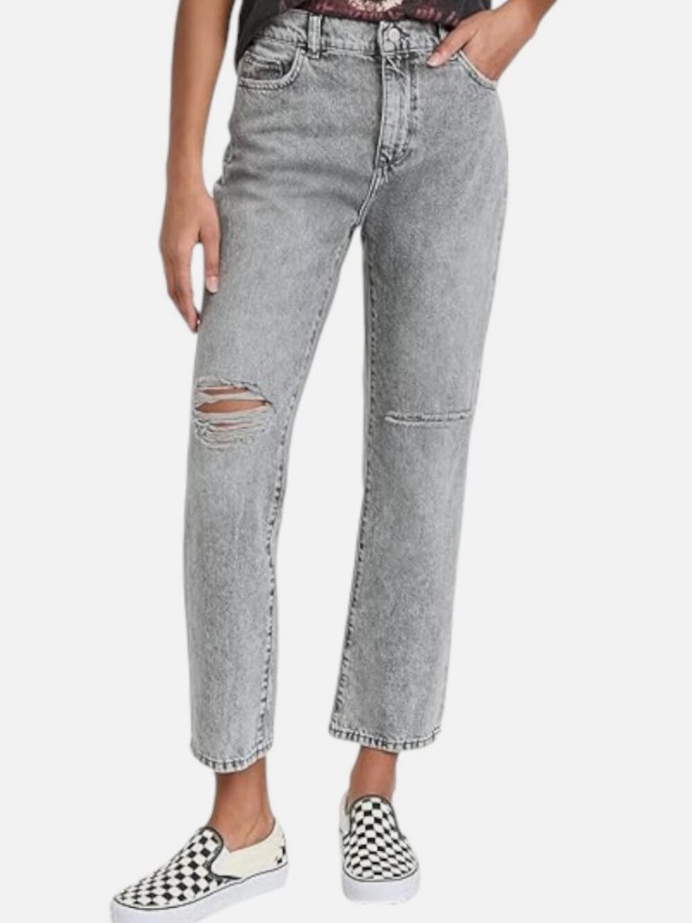 DL1961 Patti Straight High Rise Acid Wash Distressed Jeans Sz 31